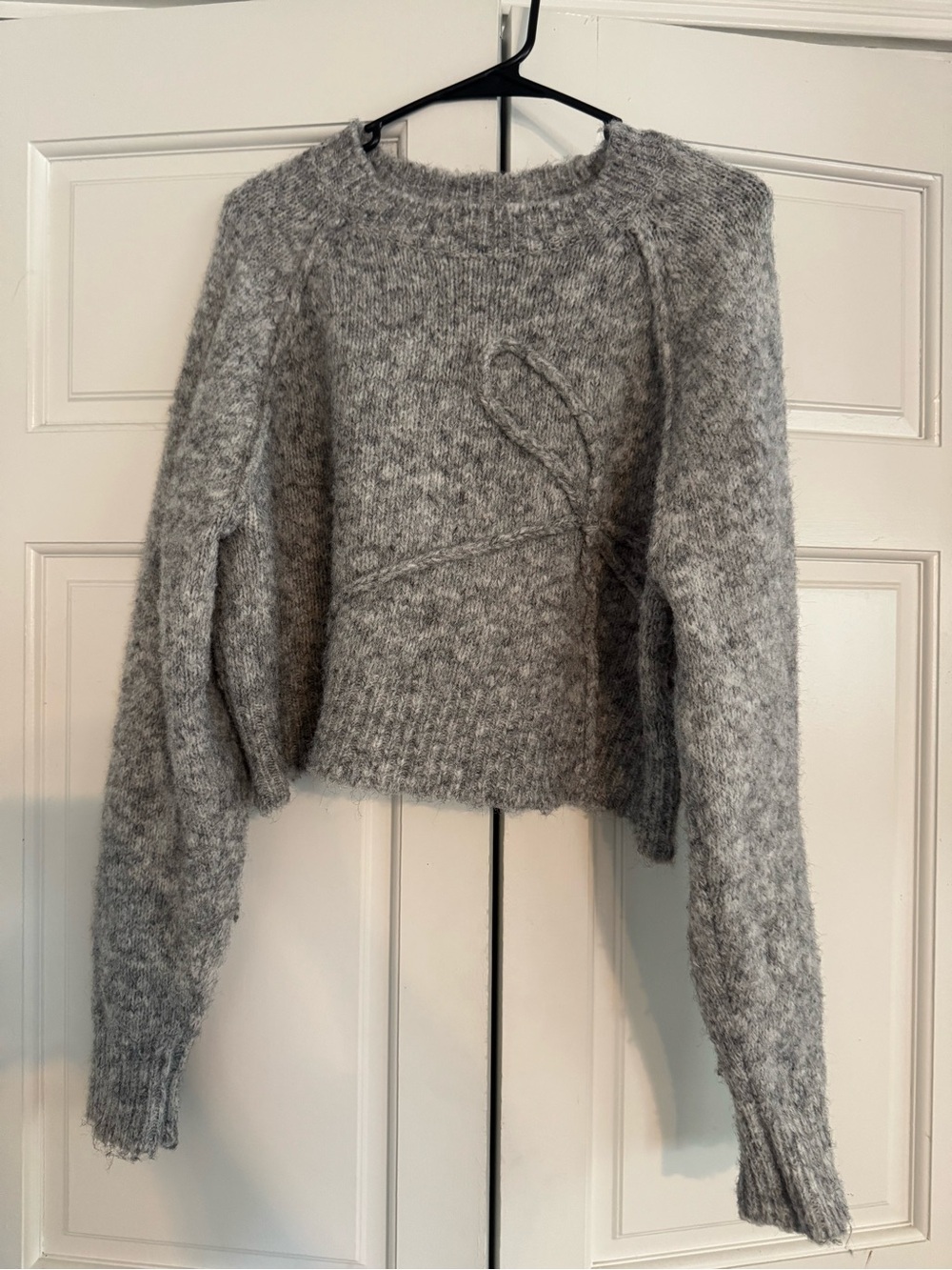 American Eagle Outfitters Heather Gray Cropped Crew Neck Sweater
